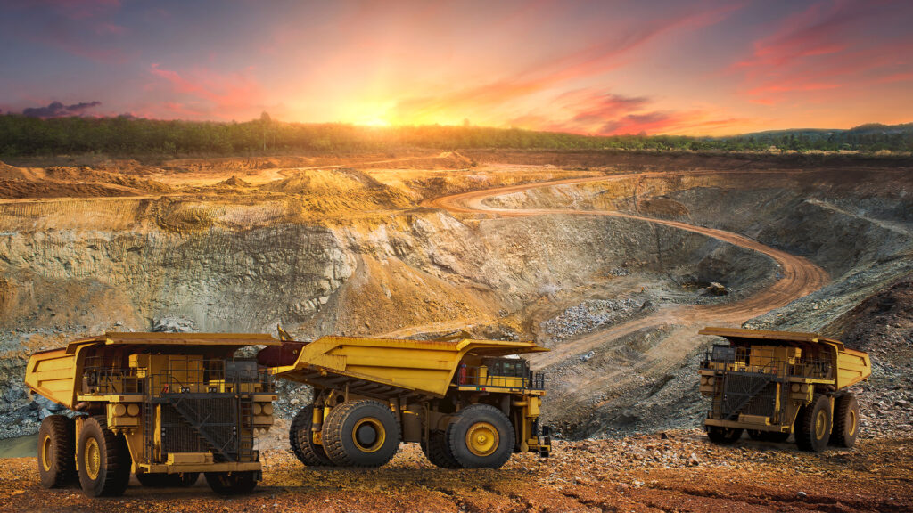 Big dump truck loading for transport minerals gold
